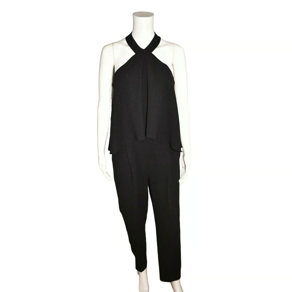 Trina Turk Dress Micaela Jumpsuit Black Straight Leg Popover Halter Jumper 4 NWT - Picture 1 of 10